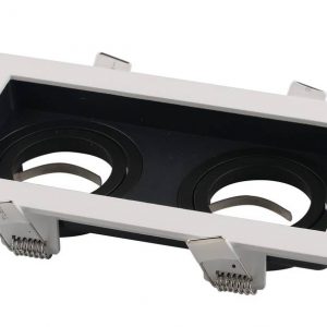 SPOTLIGHT FIXTURE SQUARE ALUMINIUM WHITE/BLACK 2*GU10-SOCKET IP20 MAX-35W