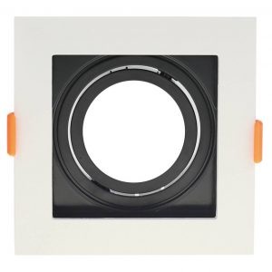 SPOTLIGHT FIXTURE PLASTIC SQUARE WHITE/BLACK GU10-SOCKET IP20 MAX-35W