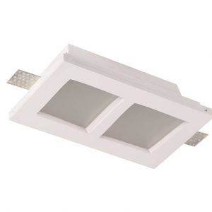 CEILING FITTING TRIMLESS RECESSED GYPSUM SQUARE FROSTED 2*GU10-SOCKET MAX-10W