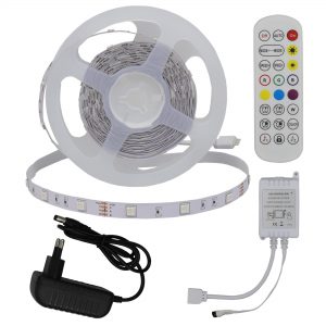 LED STRIP SET ADAPTER + IR CONTROLLER + REMOTE DC12V 5050 30 LEDS RGB IP20