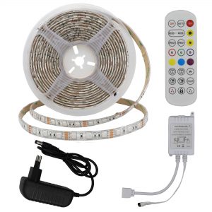 LED STRIP SET ADAPTER + IR CONTROLLER + REMOTE DC12V 5050 60 LEDS RGB IP54