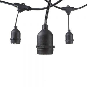 BLACK OUTDOOR STRING LIGHT 15PCS/E27 IP65 14.4M SUSPENDED SOCKETS