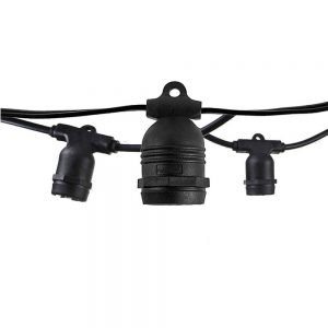 BLACK OUTDOOR STRING LIGHT 15PCS/E27 IP65 14.4M FIXED SOCKETS