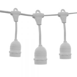 WHITE OUTDOOR STRING LIGHT 15PCS/E27 IP65 14.4M SUSPENDED SOCKETS