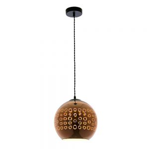 3D GLASS PENDANT – E27 MAX 40W COPPER-CIRCLES D250xH220mm