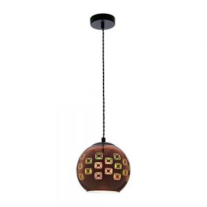 3D GLASS PENDANT – E27 MAX 40W COPPER SQUARES D200xH175mm